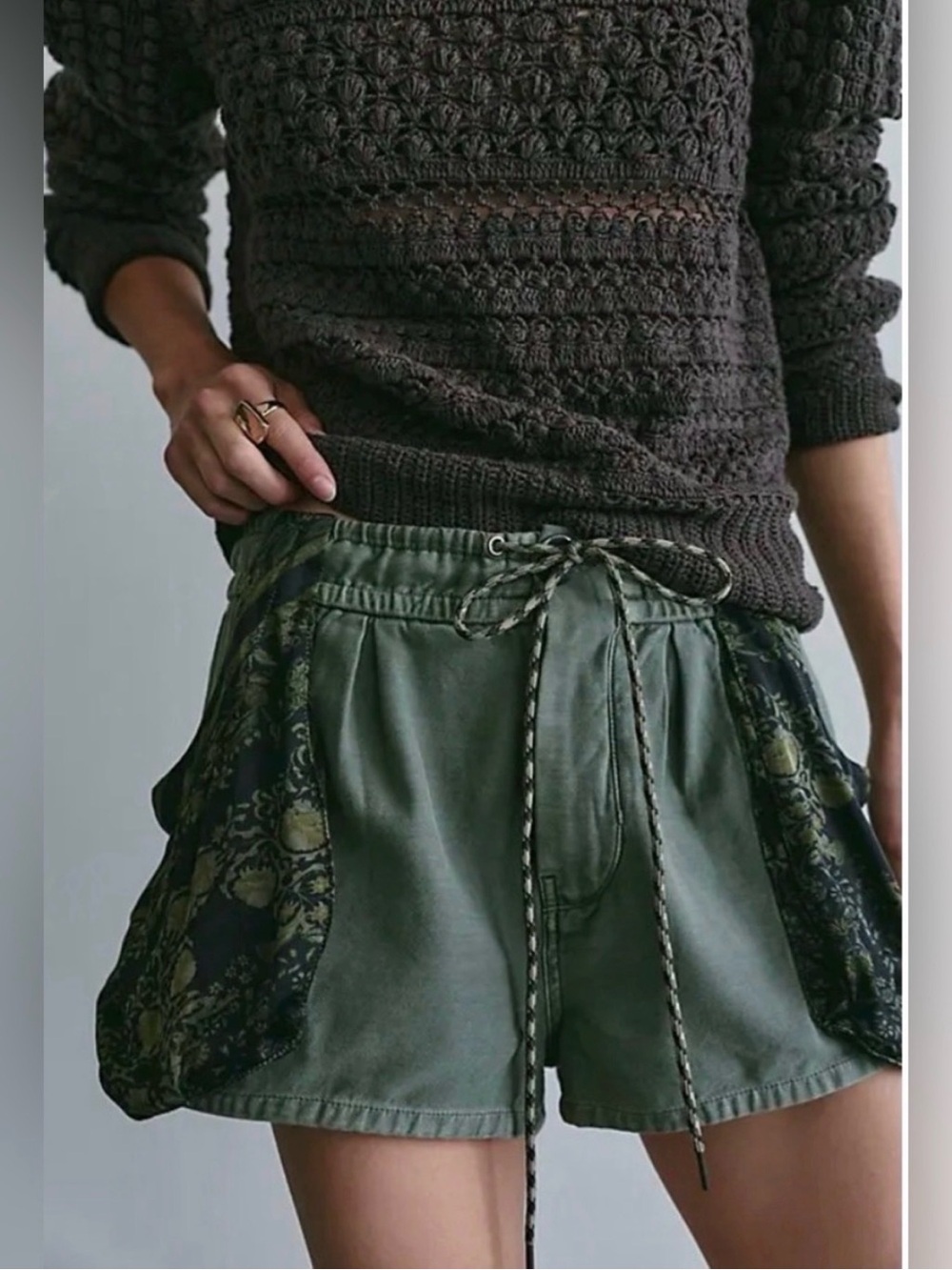Free People Army Combo Floral Cargo Shorts XS NWT $148